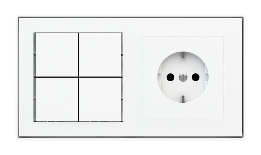 Ekinex 71 · Basic Pushbutton (NO LED) to be used with power sockets for 2-fold plate (60x55 mm module) · Устройство управления