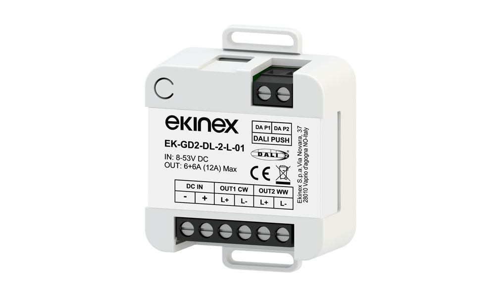Ekinex DALI dimmer 12/48 Vdc 2 channels multifunction