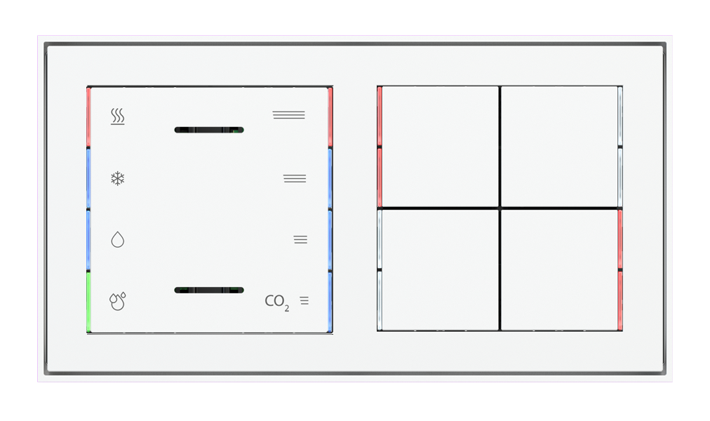 Ekinex 71 · Multisensor T - U.R. - CO2 eq. and pushbutton for 2-fold plate · Կառավարման սարք