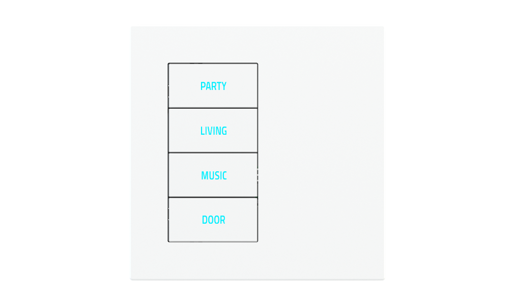 Ekinex 20venti · 4-fold pushbutton with backlit text/symbols and proximity sensor