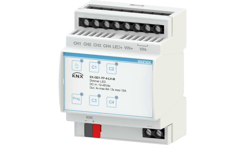 Ekinex KNX 12/24/48 Vdc 4-channel dimmer · Управление освещением
