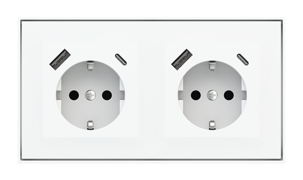 Ekinex Socket point for 2-fold plate (55x55 mm modules) - Schuko USB · Կառավարման սարք