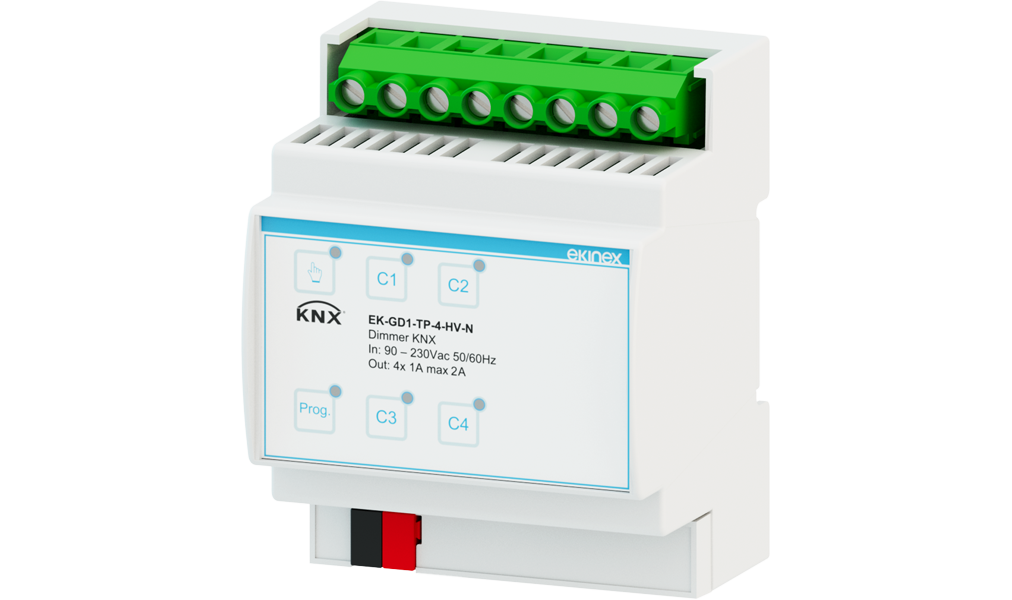 Ekinex KNX dimmer 90-230V~50/60Hz 4 channels with common neutral · Управление освещением