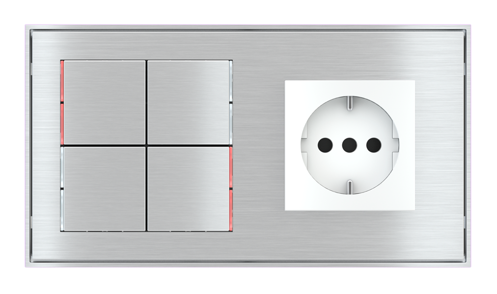 Ekinex 71 · Pushbutton with thermostat to be used with power sockets for 2-fold plate (60x45 mm module) · Управление климатом