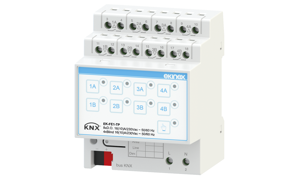 Ekinex 8-fold binary output / 4-fold blind actuator · Устройство управления