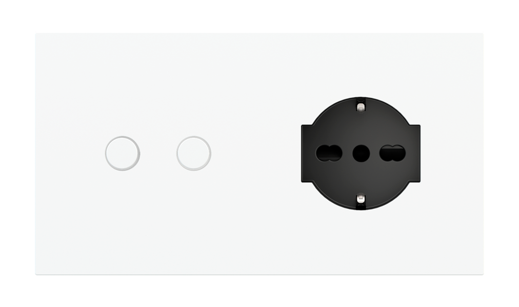 Ekinex Proxima · Rectangular solution Proxima series for pushbutton and a power socket - IT · Կառավարման սարք
