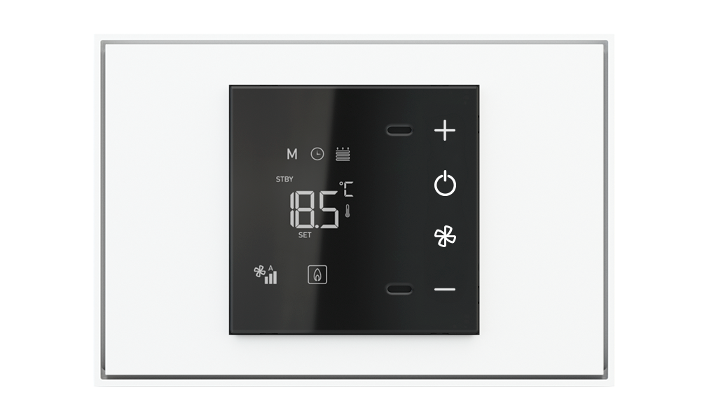 Ekinex CLIMA EASY room thermostat for rectangular flush-mounted box · Управление климатом