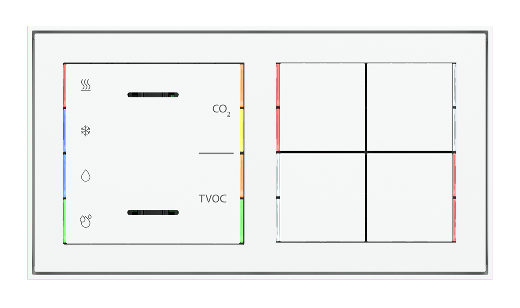 Ekinex 71 · Air quality multisensor and regulator and pushbutton for 2-fold plate · Կառավարման սարք