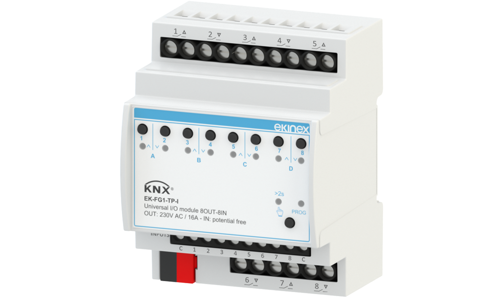 Ekinex Universal I/O Module 8 outputs 8 inputs KNX ÆVO Series · Устройство управления