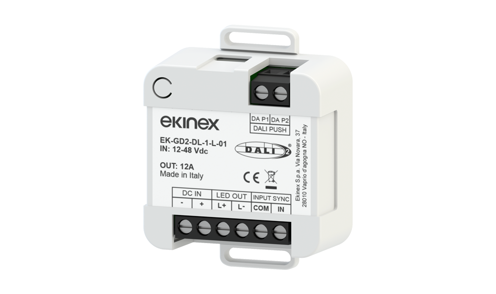 Ekinex DALI dimmer 12/48 Vdc 1 channel multifunction · Լուսավորության կառավարում