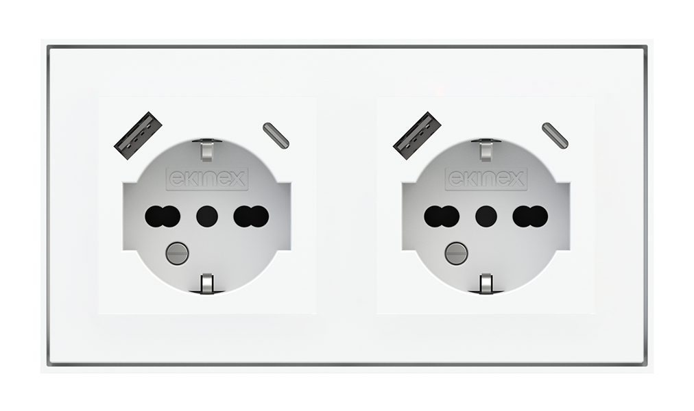 Ekinex Socket point for 2-fold plate (55x55 mm modules) - IT USB · Կառավարման սարք