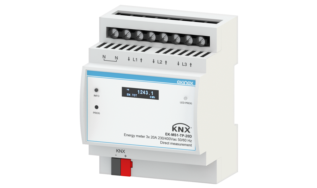 Ekinex KNX three-phase secondary electricity meter · Հաշվիչ / սնուցման բլոկ
