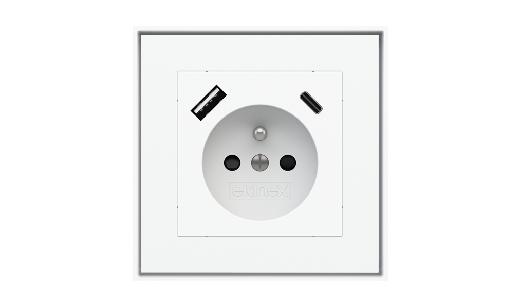Ekinex Square socket point (55x55 mm module) - FR USB · Կառավարման սարք